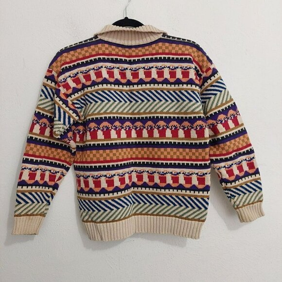 Cricket Women's Vintage (90's) Sweater Multicolored Geometric Sz M British Crown - Picture 9 of 9